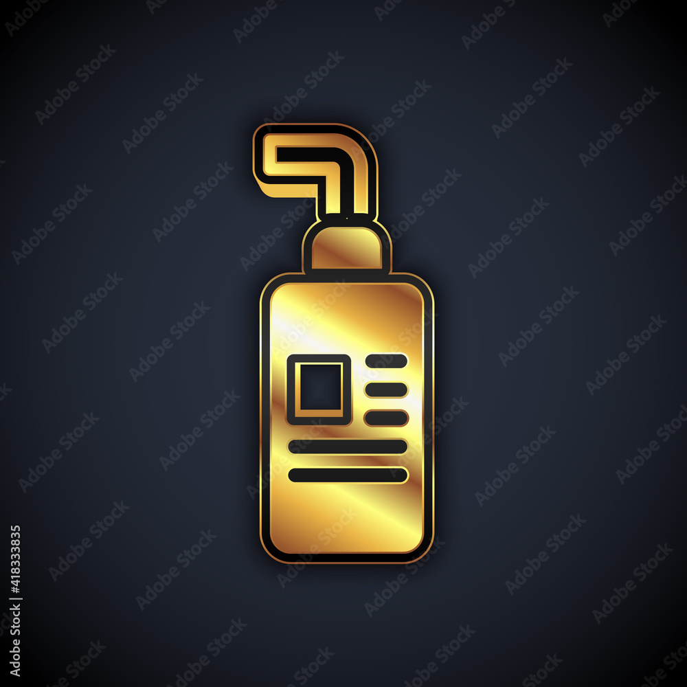 Gold Cream or lotion cosmetic tube icon isolated on black background. Body care products for woman. Vector. Gold Cream or lotion cosmetic tube icon isolated on black background. Body care products for woman. Vector.