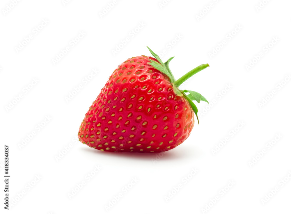 Fresh red ripe strawberry with leaf isolated on white background. Fresh red ripe strawberry with leaf isolated on white background.