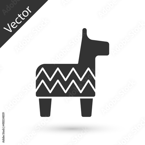 Grey Pinata icon isolated on white background. Mexican traditional birthday toy. Vector.