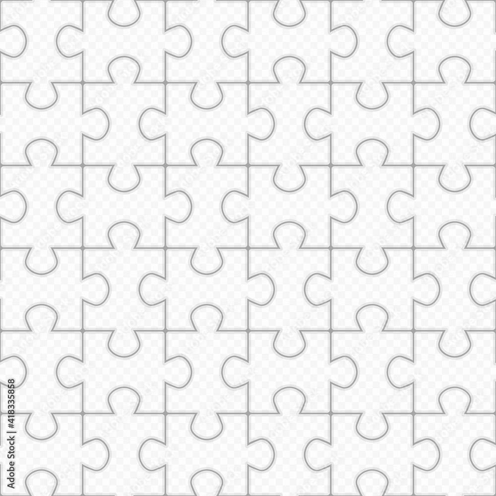 Jigsaw puzzle seamless pattern. Black contours on white. Simple Puzzle vector background. Jigsaw puzzle seamless pattern. Black contours on white. Simple Puzzle vector background.