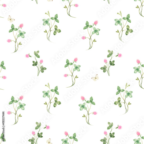 Beautiful seamless floral pattern with watercolor gentle spring flowers. Stock illustration.