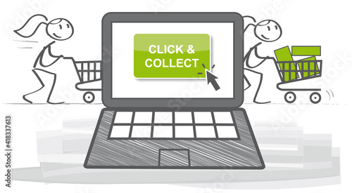 Click + collect Konzept - Vektor Illustration