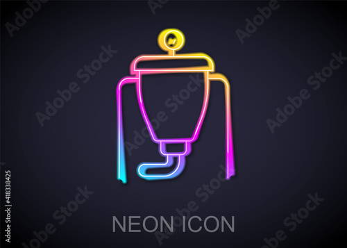 Glowing neon line Beer brewing process icon isolated on black background. Vector.