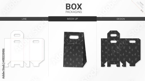 Box packaging and mockup die cut template