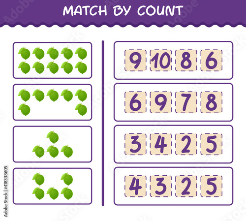 Match by count of cartoon lime. Match and count game. Educational game for pre shool years kids and toddlers