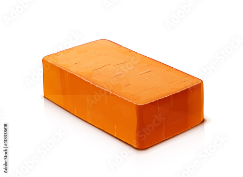 Red ceramic brick. Material for building, Isolated on white background. Eps10 vector illustration.