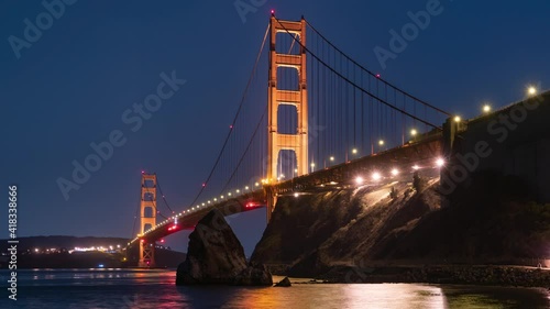 San Francisco Golden Gate Bridge and Needles Night Time Lapse California USA