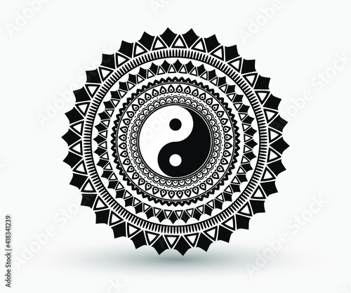 Yin yang mandala graphic trendy design.