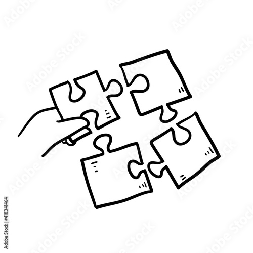 hand draen doodle Simple Set of Puzzle Related Vector Line Icons isolated background