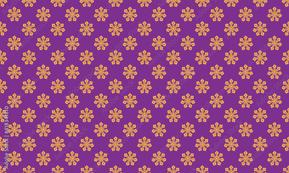 和柄素材　丁字文様　シームレスパターン　紫　黄色