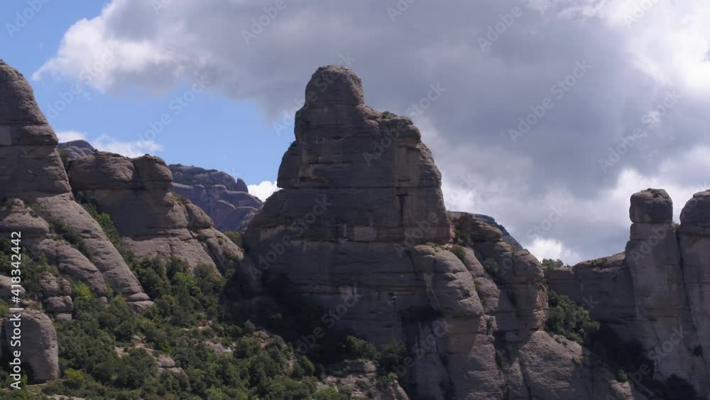 Montserrat mountains, Catalonia in Spain. Aerial sideways Montserrat mountains, Catalonia in Spain. Aerial sideways