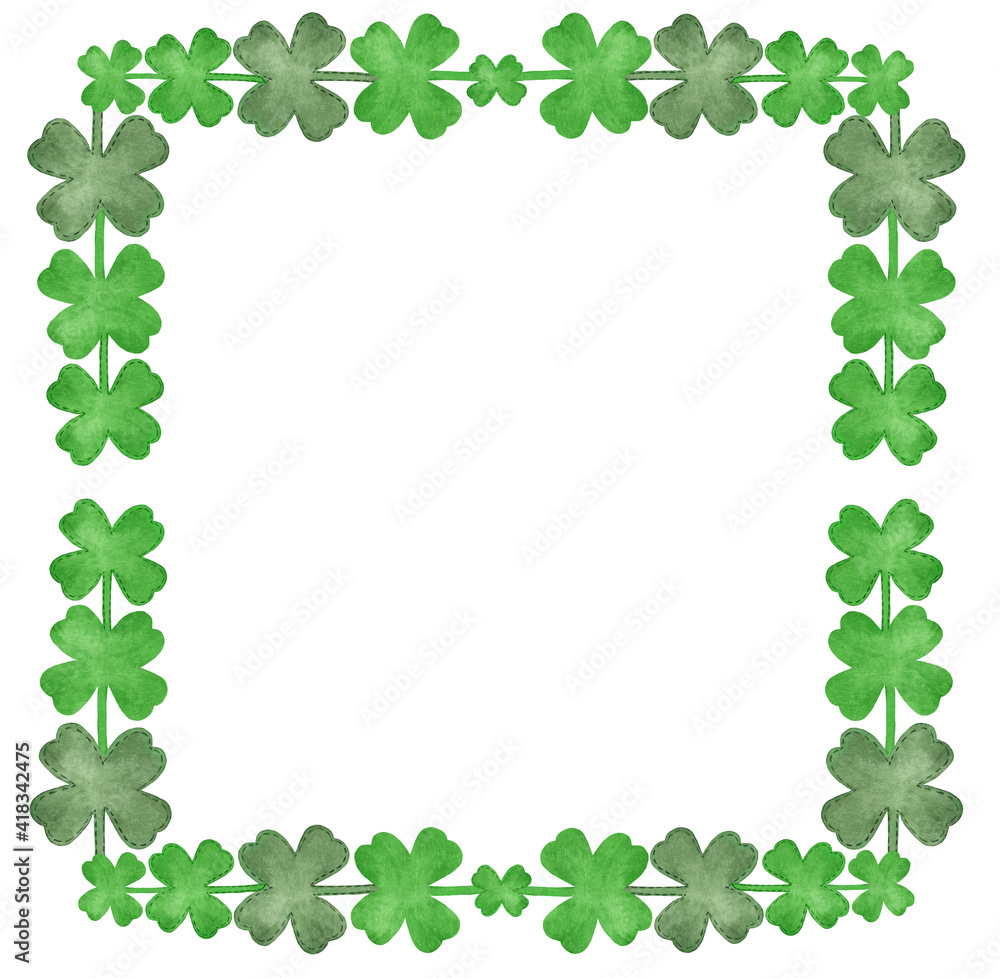 Watercolor Shamrock Clover Frame, St. Patrick's Day illustration Watercolor Shamrock Clover Frame, St. Patrick's Day illustration
