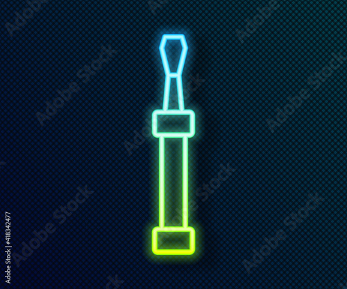 Glowing neon line Screwdriver icon isolated on black background. Service tool symbol. Vector.