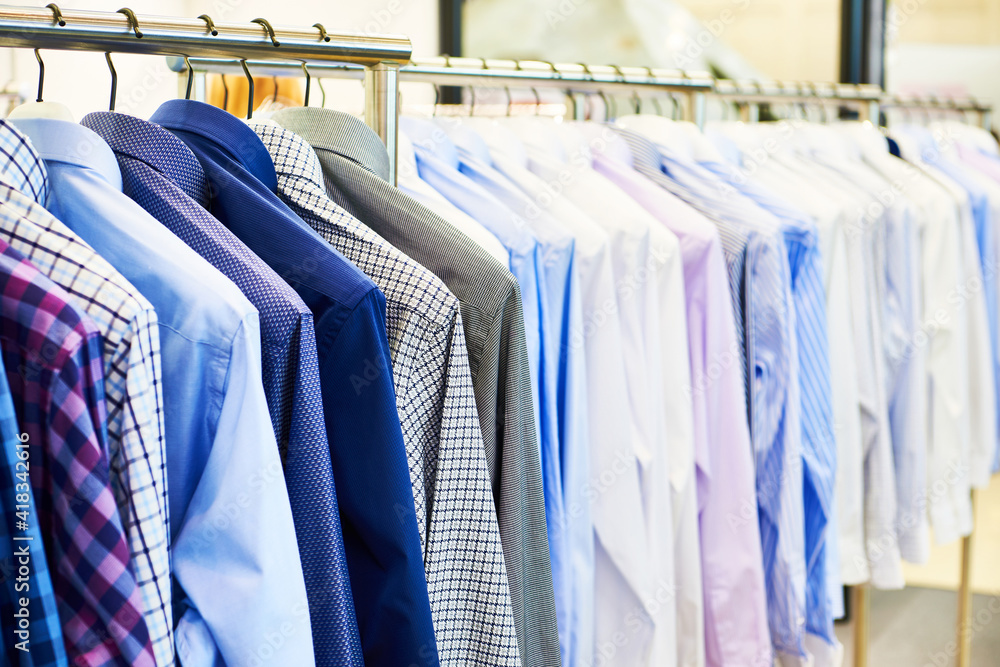 Men's shirts in clothing store Men's shirts in clothing store