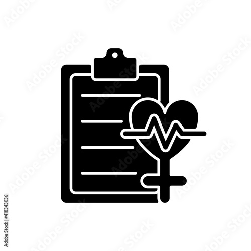 Access to healthcare black glyph icon. Equal access to health care services. Equal access to abortion. Struggle for women rights. Silhouette symbol on white space. Vector isolated illustration