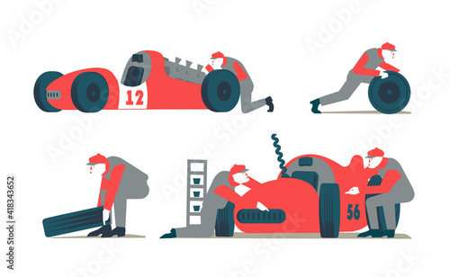 modern vector illustration auto repair shop retro car
