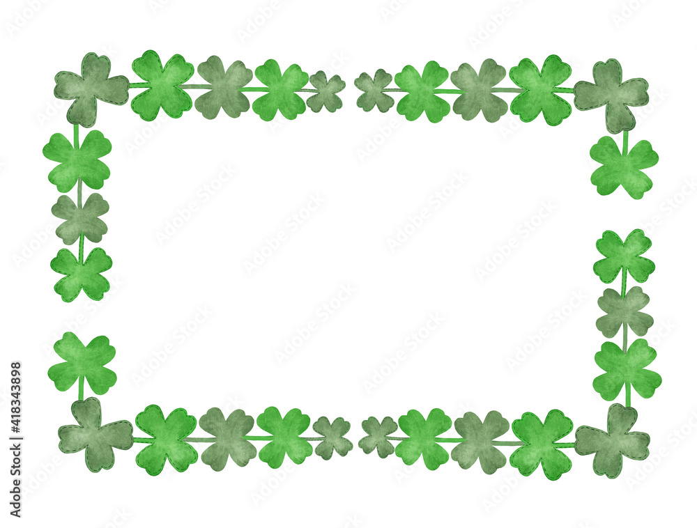 Watercolor Shamrock Clover Frame, St. Patrick's Day illustration Watercolor Shamrock Clover Frame, St. Patrick's Day illustration