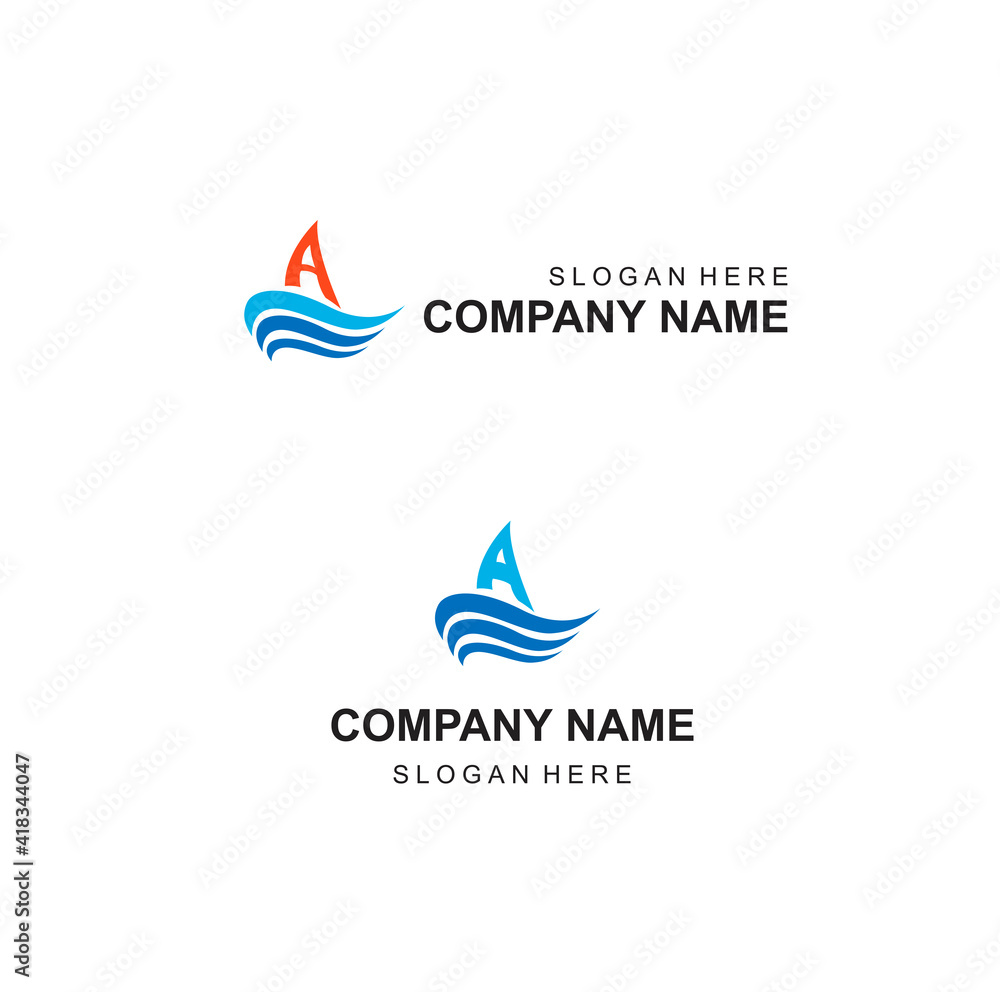 Logo tourism ship letter A