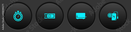 Set Time management setting, Fast payments, Toaster and Power bank icon. Vector.