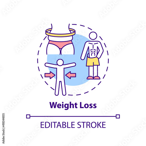 Weight loss concept icon. Clinical manifestations idea thin line illustration. Respiratory distress and malnutrition. Lack of appetite. Vector isolated outline RGB color drawing. Editable stroke