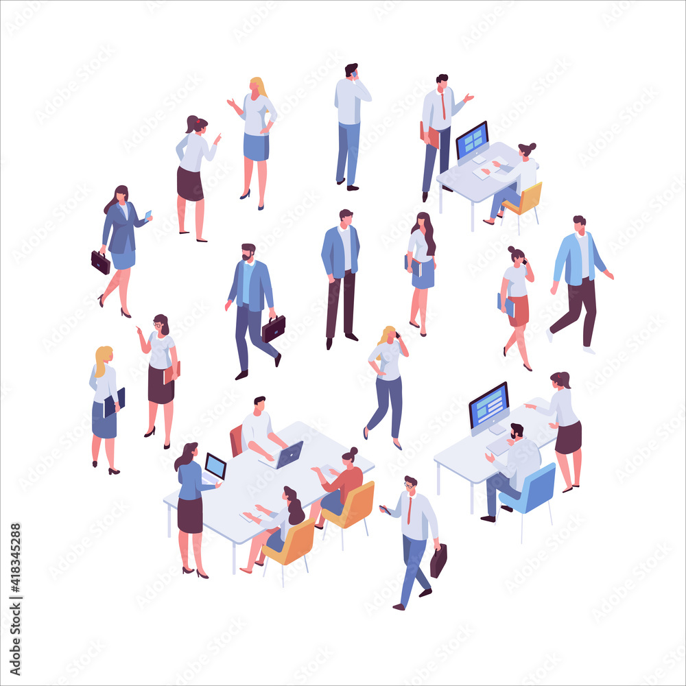 Isometric business people vector set. Office life. Flat vector characters isolated on white background.. Isometric business people vector set. Office life. Flat vector characters isolated on white background..