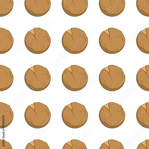 Round loaf bread design pattern. Idea for wrappers, covers, paper, decors, ornaments, celebrations, damask, wedding, food themes. Ready-made isolated vector artwork.
