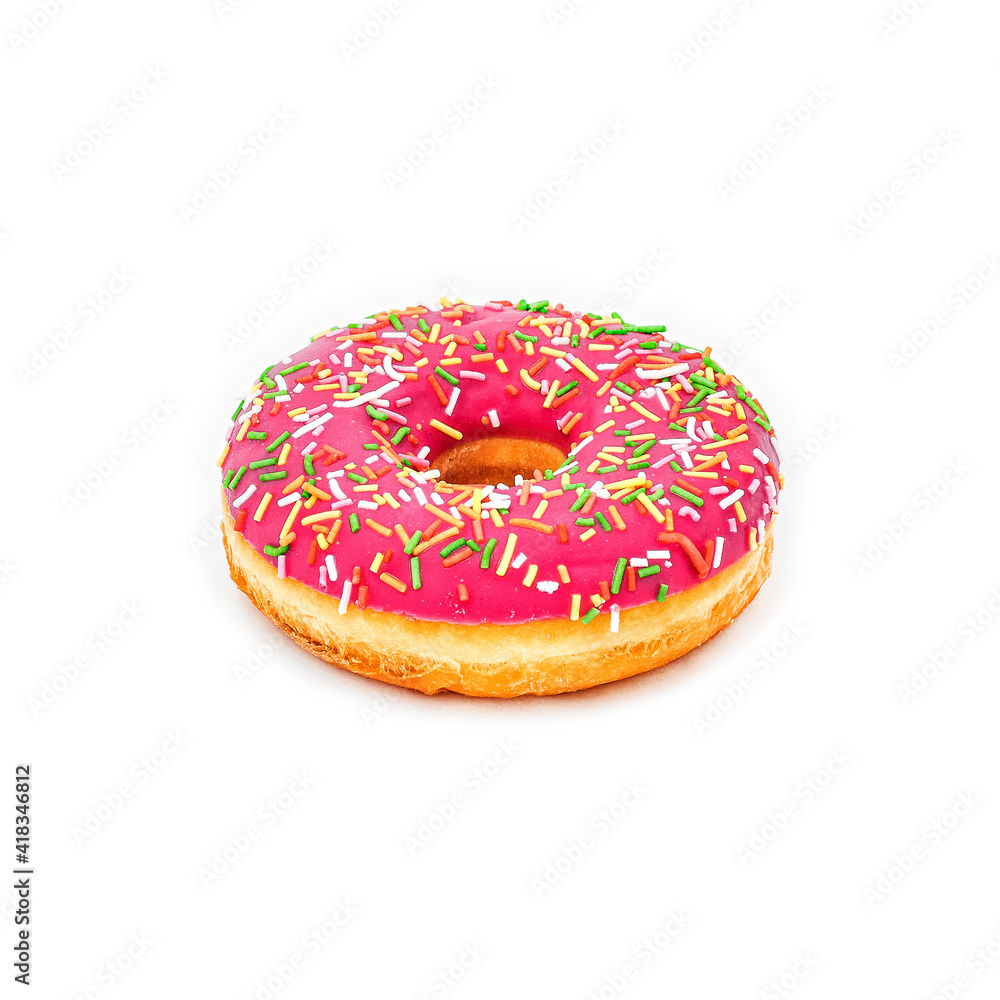 pink donut isolated on white pink donut isolated on white