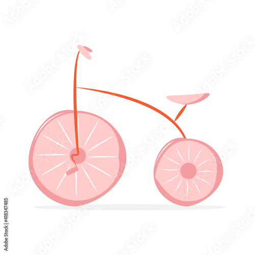 kid pink tricycle. Vector illustration