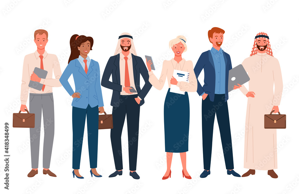 Business people, international employee team set, happy office worker corporate crowd Business people, international employee team set, happy office worker corporate crowd
