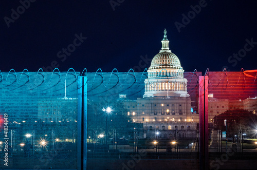 Security fence surrounding the U.S. Capitol after 6-January-2021