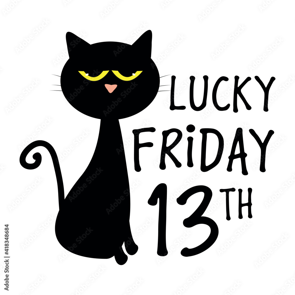 Lucky Friday 13th - funny abominable black cat. Good for greeting ...