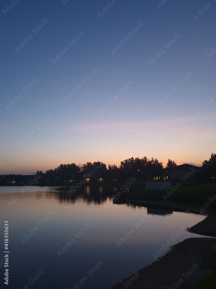 sunset over the lake