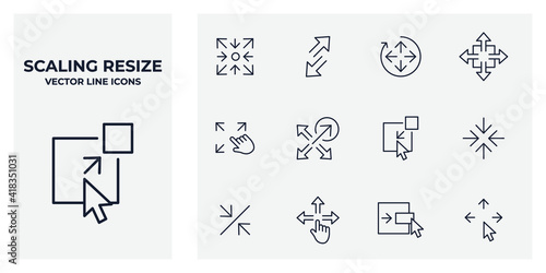 Set of Scaling Arrow icon. Resize pack symbol template for graphic and web design collection logo vector illustration