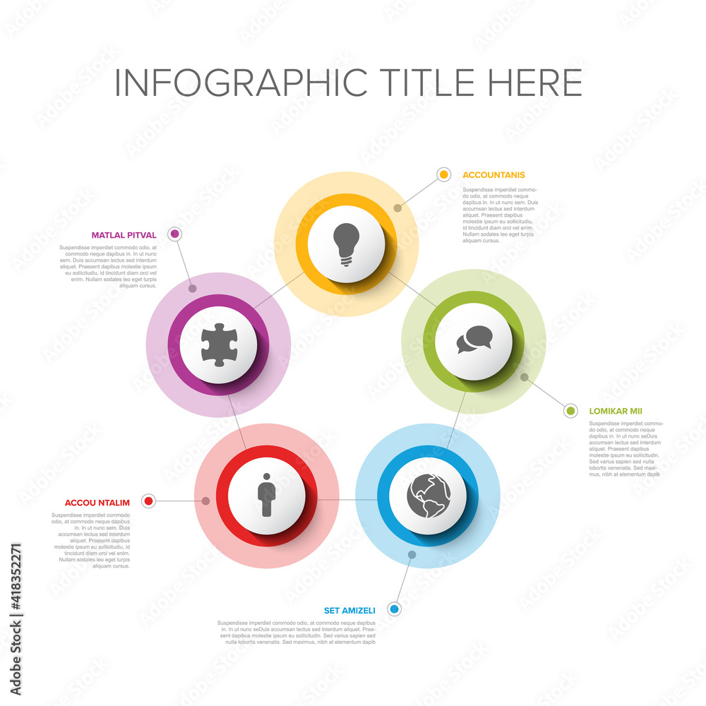 Multipurpose Infographic template with five elements 2 from 6 Multipurpose Infographic template with five elements 2 from 6