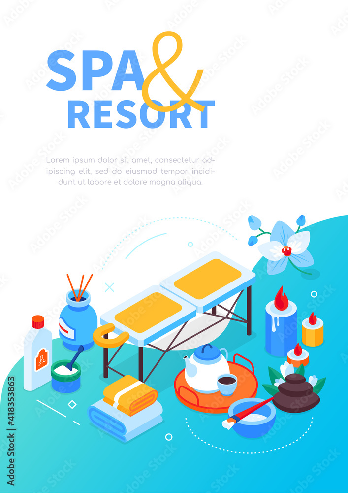 Spa and resort - modern isometric web banner Spa and resort - modern isometric web banner