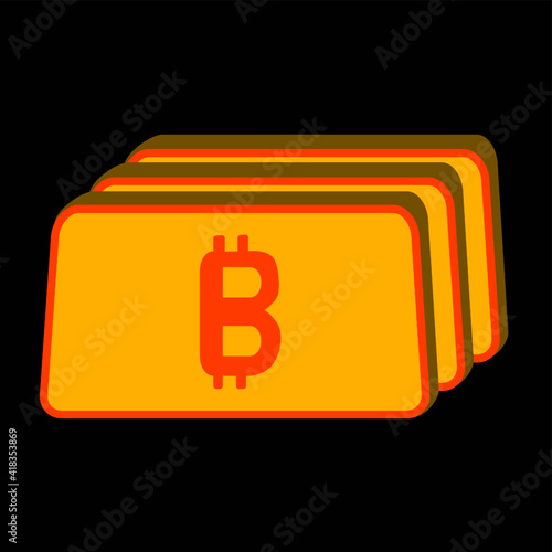 Yellow bullion isolated vector image. The Bitcoin sign is on the bullion.