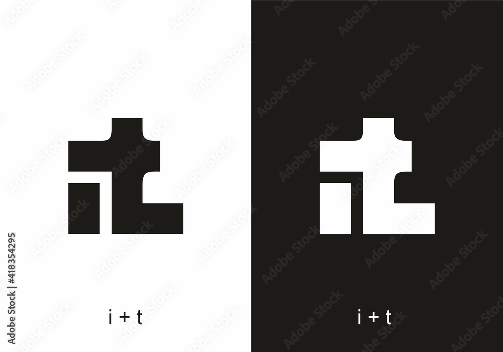 Obraz premium Black and white it initial letter text