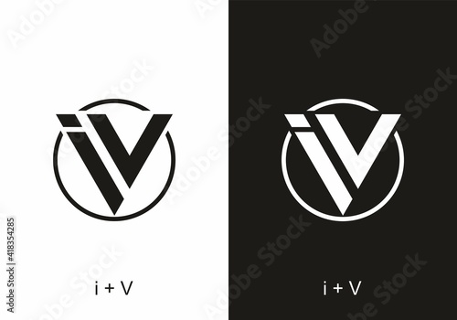 Black and white iV initial letter text