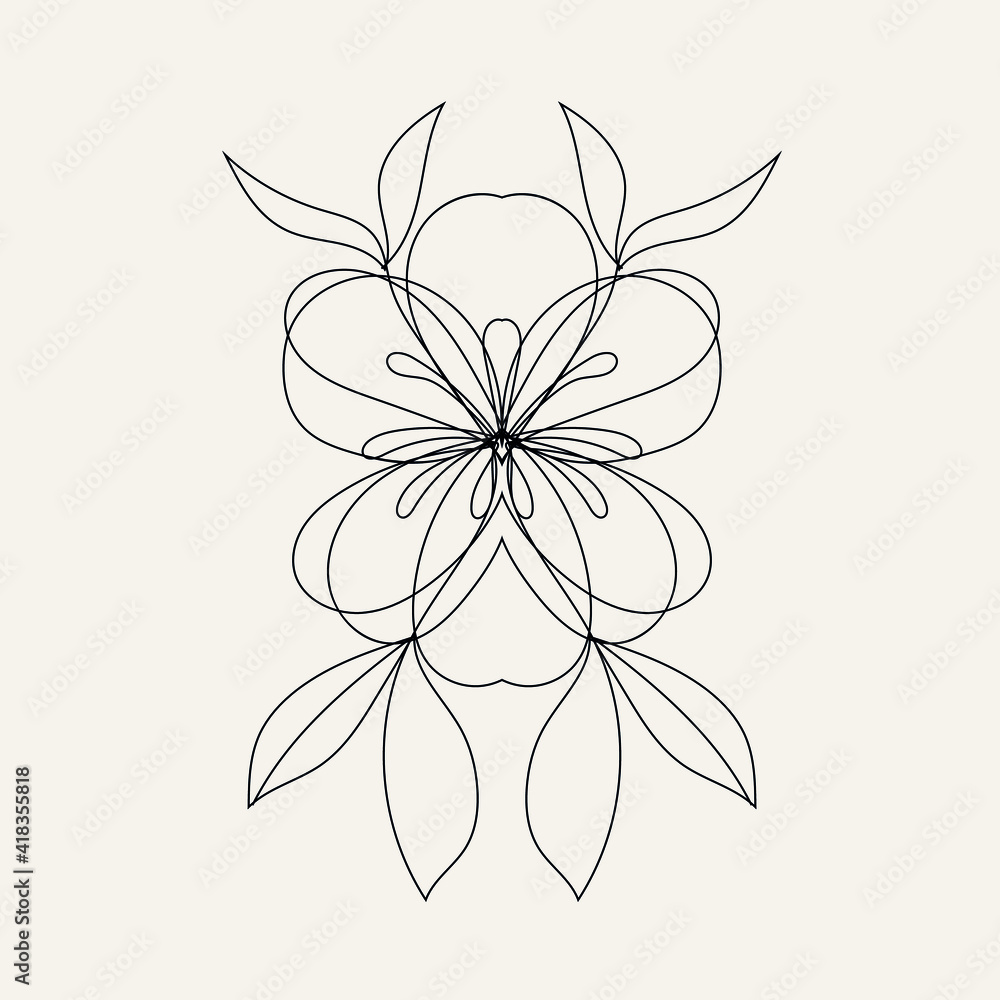 Fototapeta premium Flower in one line continuous style on white background
