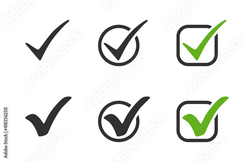 Check mark. Tick vector icon. Check marks, isolated. Check marks in simple flat design. Vector illustration