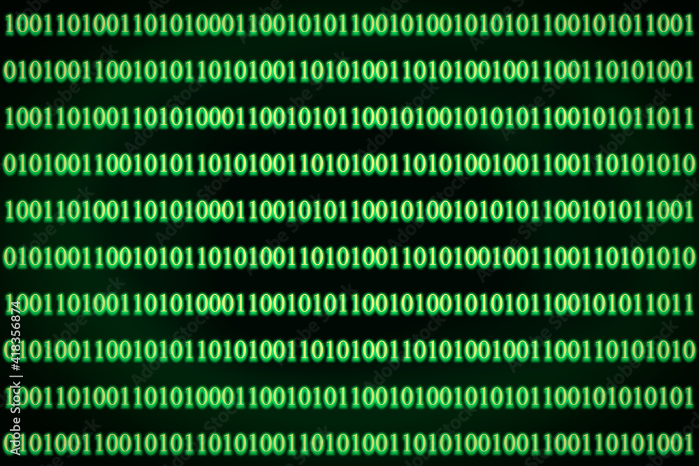 Encrypted binary ASCII computer code on black background. Green binary code computer. Encrypted binary ASCII computer code on black background. Green binary code computer.