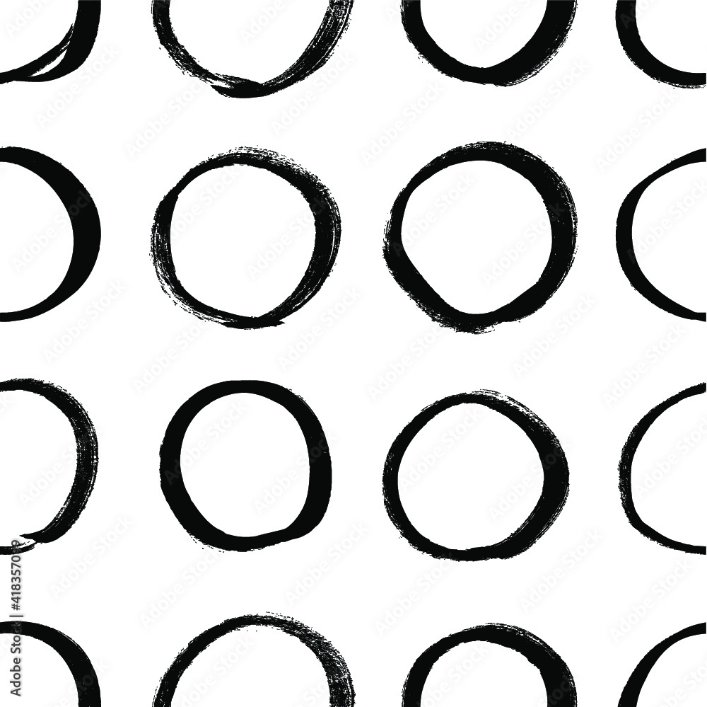 Seamless pattern with hand drawn black and white circles. Paint objects background for your design. Vector art drawing. Brush grunge illustration Seamless pattern with hand drawn black and white circles. Paint objects background for your design. Vector art drawing. Brush grunge illustration