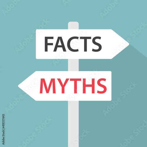 sign roads with facts and myths directions- vector illustration