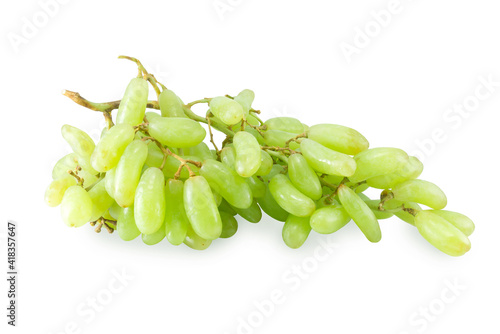 Seedless Green Grape (Witch Finger, Cotton Candy, Moon Drop Grape) isolated on white background.