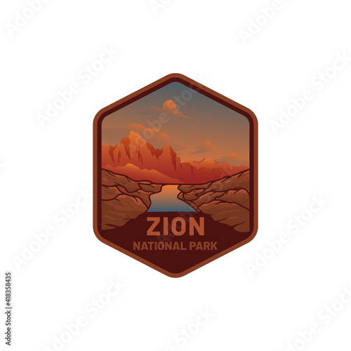 Zion national park badge illustration design sticker vector