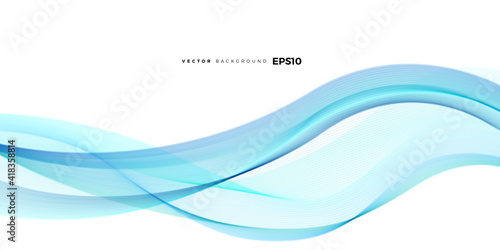 Sky blue line wave background for multipurpose usage like brochure, cover, flyer.  Abstract wave graphic element © graphic_titan
