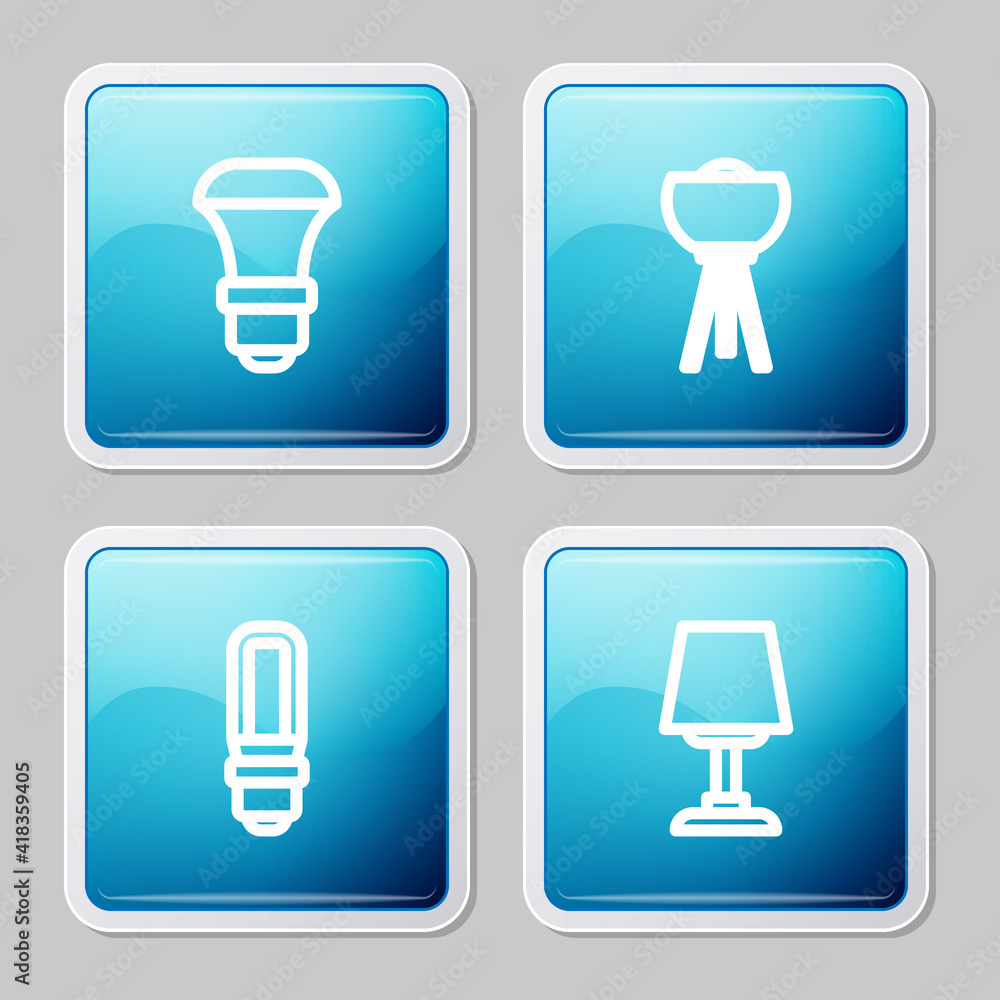 Set line LED light bulb, Floor lamp, and Table icon. Vector. Set line LED light bulb, Floor lamp, and Table icon. Vector.