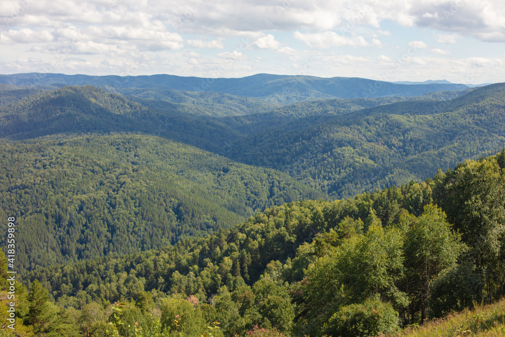 Natural views from a height. Beautiful panoramic landscape from a high point