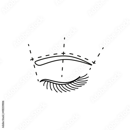 Eyebrow correction icon. Brow shaping linear icon.