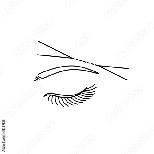 Eyebrow correction icon. Brow threading linear icon.